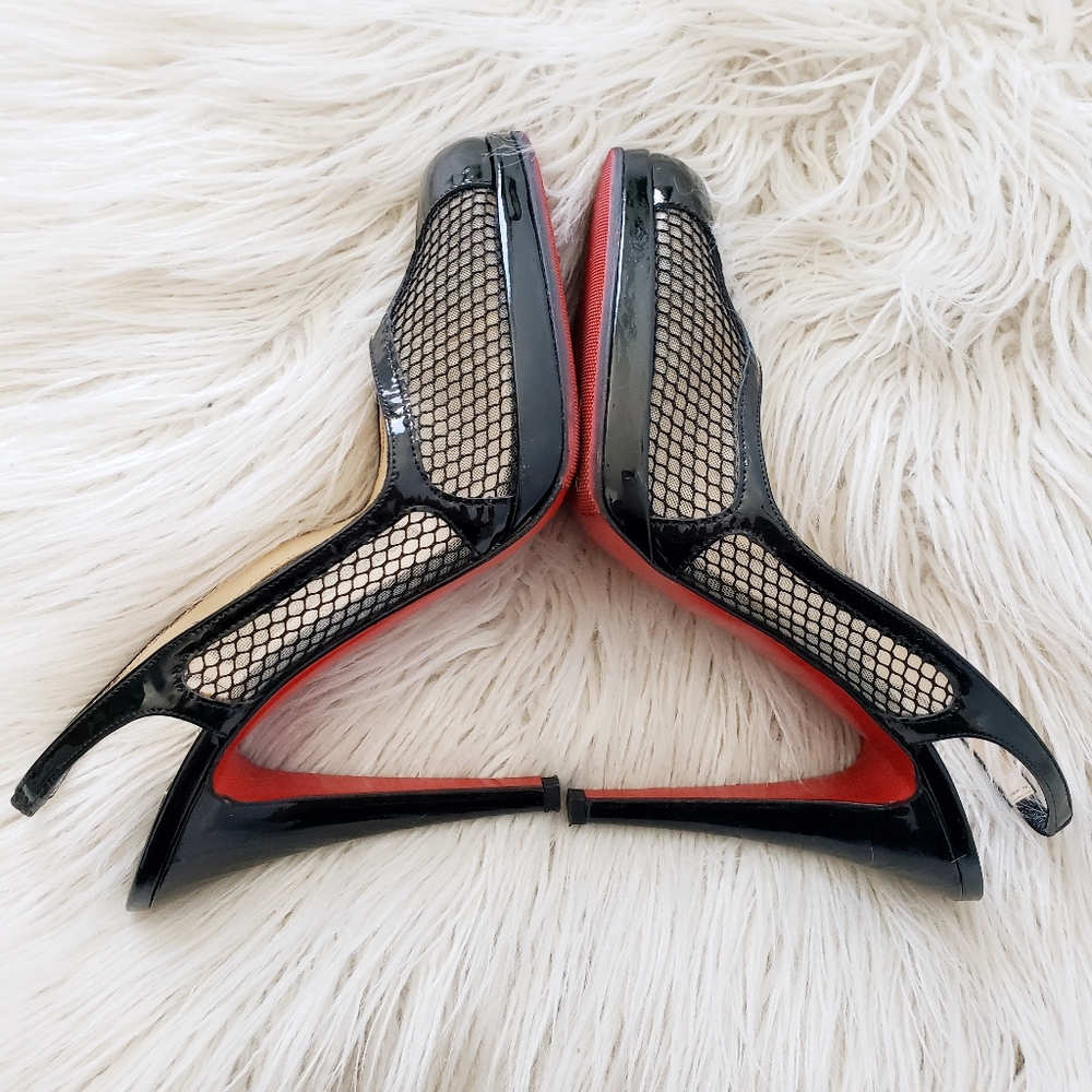 Christian Louboutin Patent Leather Fishnet Heels